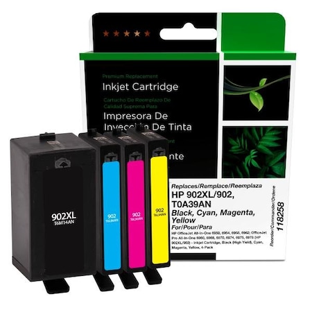 Clover Imaging Group Imaging Remanufactured Black High Yield, Cyan, Magenta, Yellow Ink Cartridges 118258